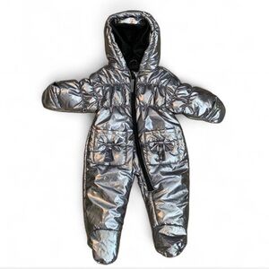 Rothschild Metallic One Piece snowsuit bunting size 3-6 months silver gunmetal
